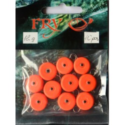 Грузило вухатий для риболовлі, таблетка (ексцентрик) колір Silvereyes Orange, 10шт в уп., вага 12г